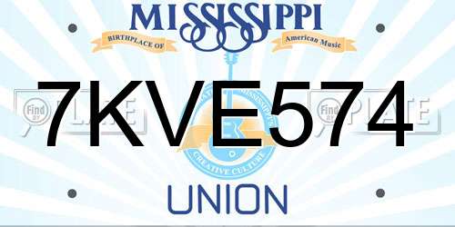 7KVE574 Mississippi License Plate