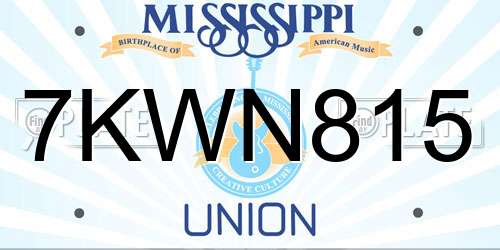7KWN815 Mississippi License Plate