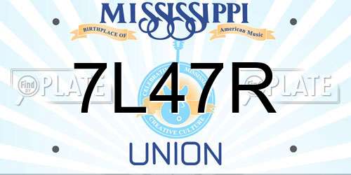 7L47R Mississippi License Plate