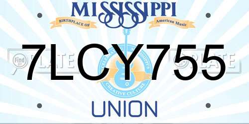 7LCY755 Mississippi License Plate