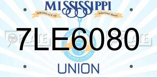 7LE6080 Mississippi License Plate