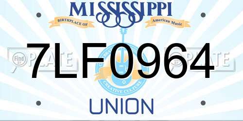 7LF0964 Mississippi License Plate