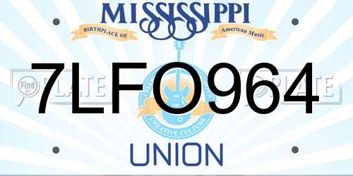 7LFO964 Mississippi License Plate