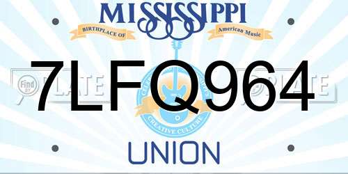 7LFQ964 Mississippi License Plate
