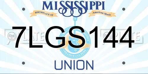 7LGS144 Mississippi License Plate