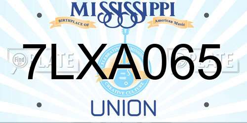 7LXA065 Mississippi License Plate