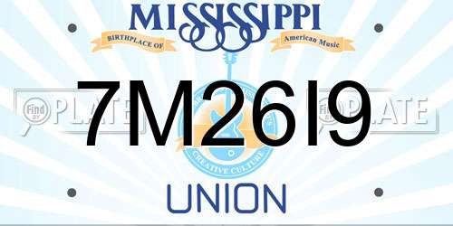 7M26I9 Mississippi License Plate