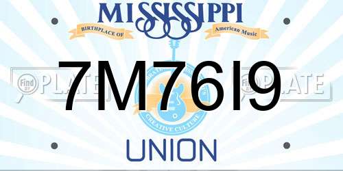 7M76I9 Mississippi License Plate