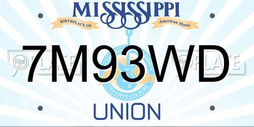 7M93WD Mississippi License Plate