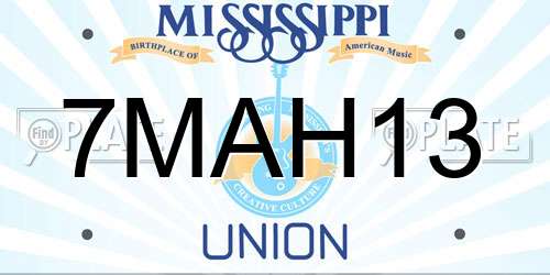 7MAH13 Mississippi License Plate