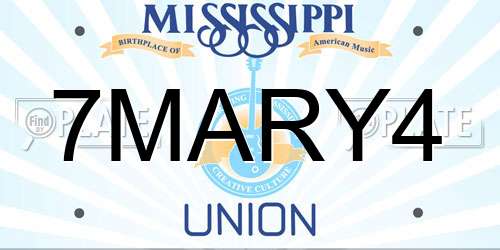 7MARY4 Mississippi License Plate