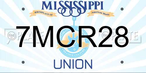 7MCR28 Mississippi License Plate