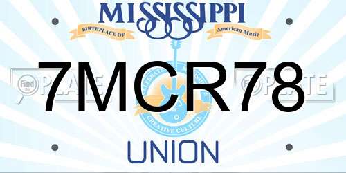 7MCR78 Mississippi License Plate