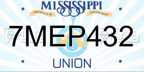 7MEP432 Mississippi License Plate
