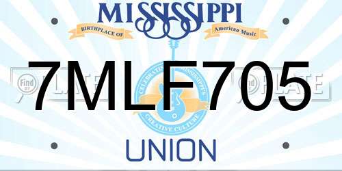 7MLF705 Mississippi License Plate
