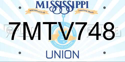 7MTV748 Mississippi License Plate