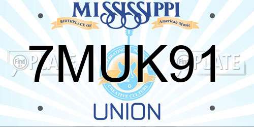 7MUK91 Mississippi License Plate