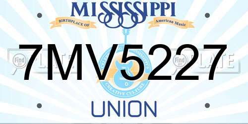 7MV5227 Mississippi License Plate