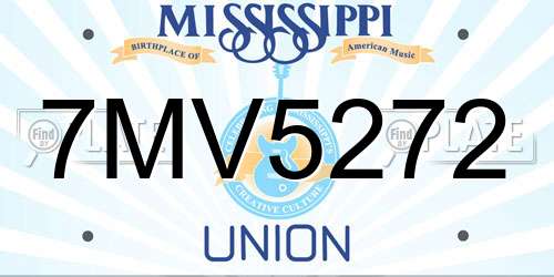 7MV5272 Mississippi License Plate