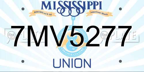 7MV5277 Mississippi License Plate