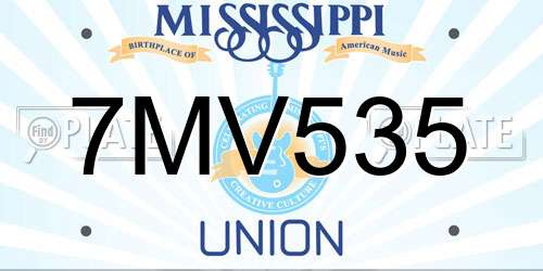 7MV535 Mississippi License Plate