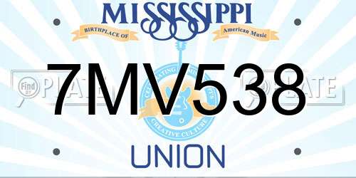 7MV538 Mississippi License Plate