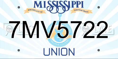7MV5722 Mississippi License Plate