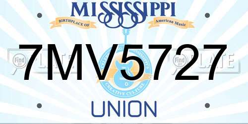 7MV5727 Mississippi License Plate