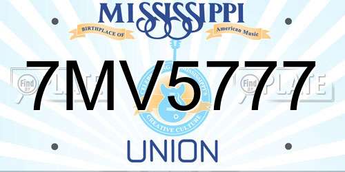 7MV5777 Mississippi License Plate