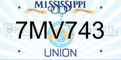 7MV743 Mississippi License Plate