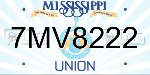 7MV8222 Mississippi License Plate