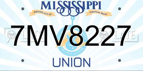7MV8227 Mississippi License Plate