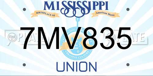 7MV835 Mississippi License Plate