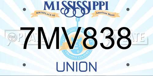 7MV838 Mississippi License Plate