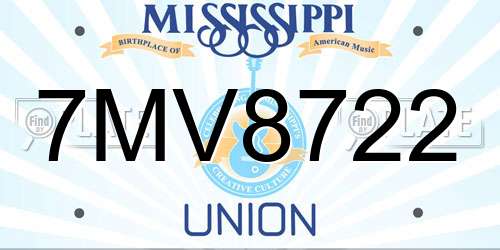 7MV8722 Mississippi License Plate