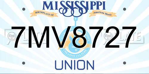 7MV8727 Mississippi License Plate
