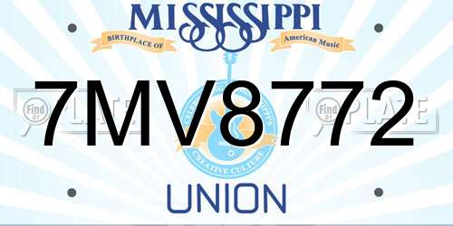 7MV8772 Mississippi License Plate