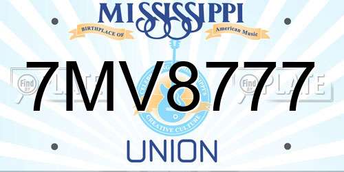 7MV8777 Mississippi License Plate