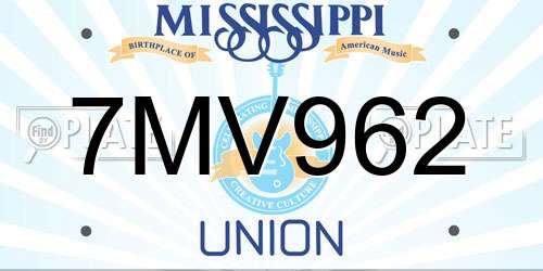 7MV962 Mississippi License Plate