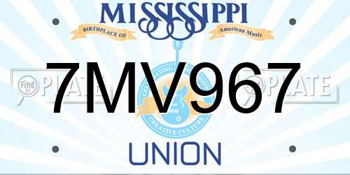 7MV967 Mississippi License Plate