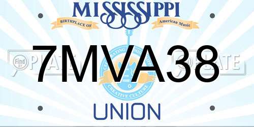 7MVA38 Mississippi License Plate