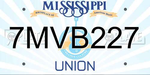 7MVB227 Mississippi License Plate