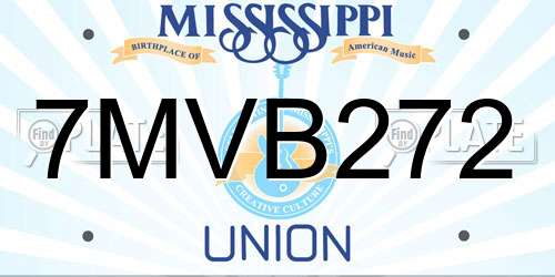 7MVB272 Mississippi License Plate