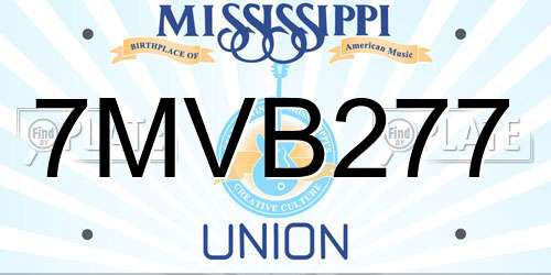 7MVB277 Mississippi License Plate