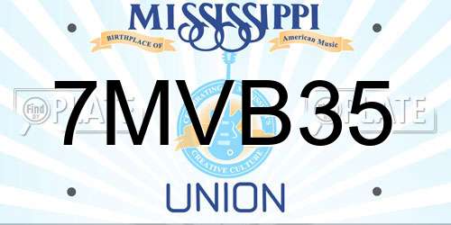 7MVB35 Mississippi License Plate