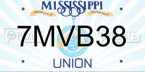 7MVB38 Mississippi License Plate