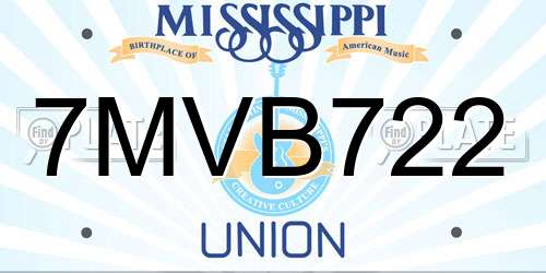 7MVB722 Mississippi License Plate
