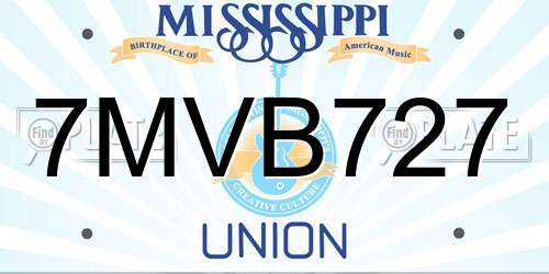7MVB727 Mississippi License Plate
