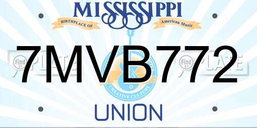 7MVB772 Mississippi License Plate