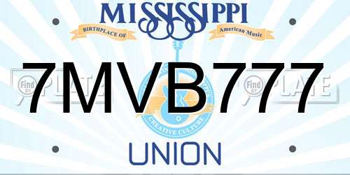 7MVB777 Mississippi License Plate